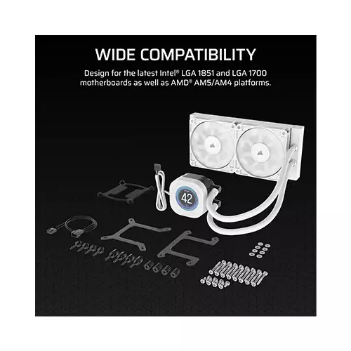 CORSAIR Nautilus 240 RS LCD AIO Liquid CPU Cooler (White)-gallery-3