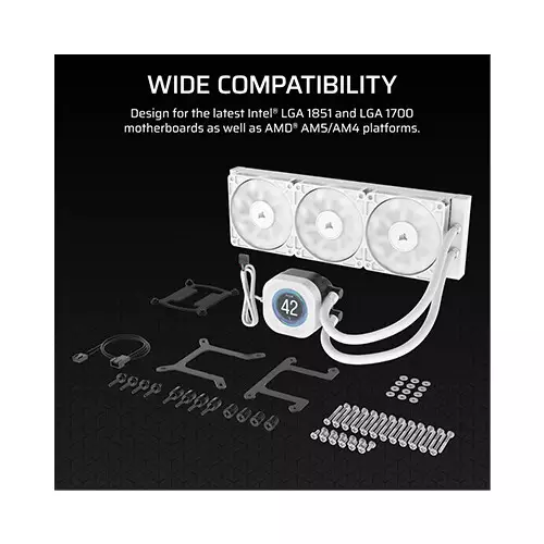 CORSAIR Nautilus 360 RS LCD AIO Liquid CPU Cooler (White)-gallery-2