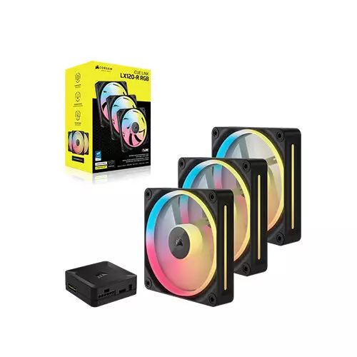 Corsair iCUE LINK LX120-R RGB 120mm PWM Reverse Fans Starter Kit (Black)-gallery-2