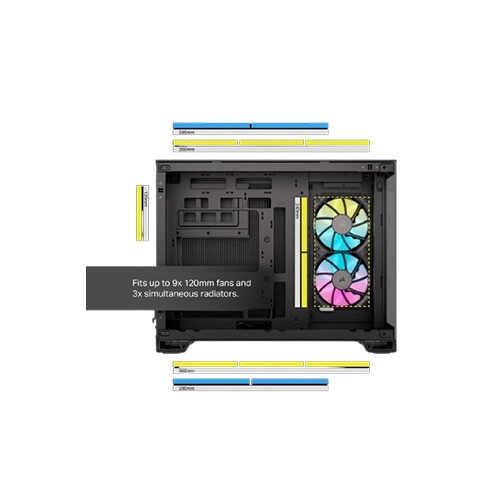 Corsair iCUE LINK 2500X RGB Micro ATX Dual Chamber PC Case (Black) - 3