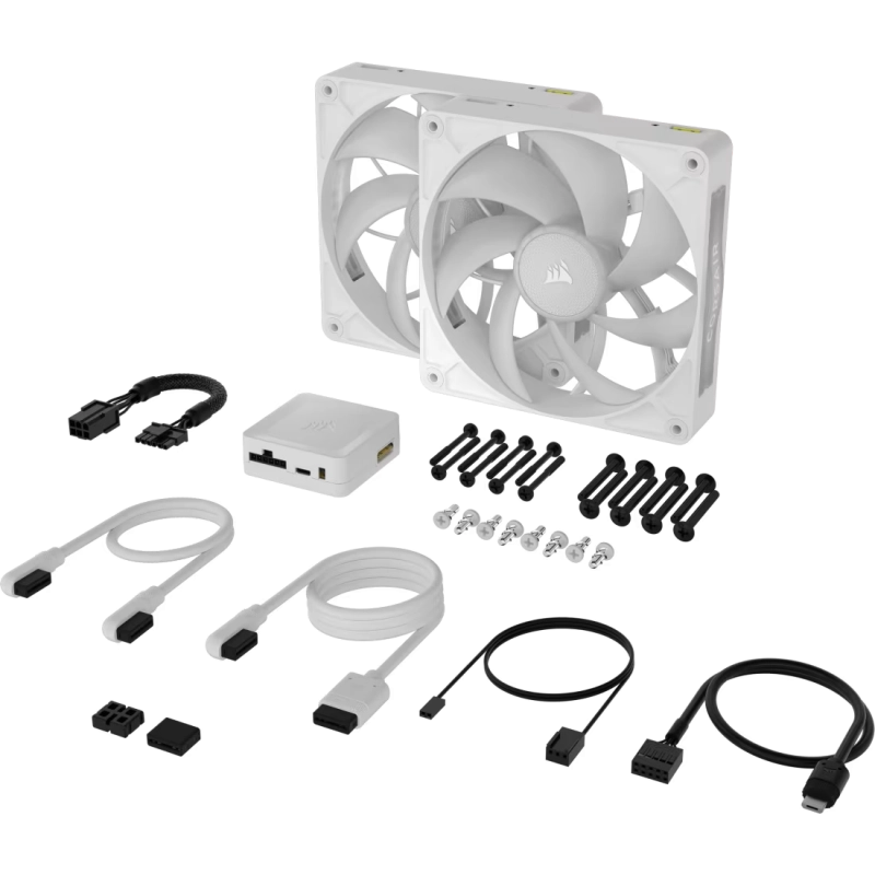 Corsair iCUE LINK RX140 MAX RGB 140mm Dual Pack Case Fans (White) - 3