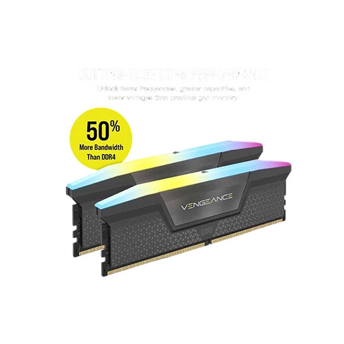 Corsair Vengeance RGB 8GB DDR5 5200MHz With Heatsink Gaming Desktop RAM (Grey) - 2