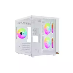 PC POWER GS620 ICE CUBE MINI V2 ARGB Fan GAMING CASE WHITE