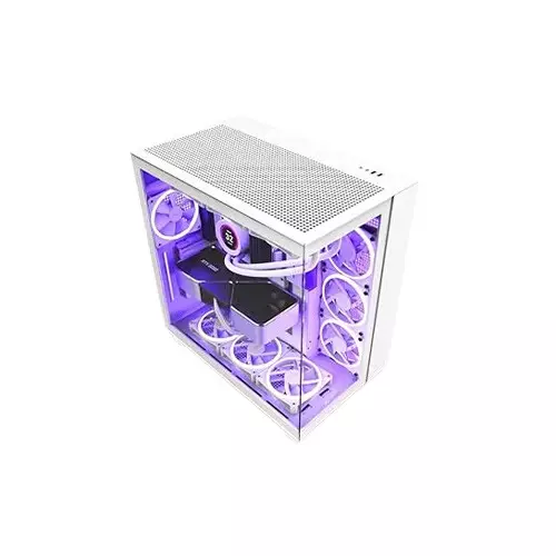 NZXT H9 Flow Dual-Chamber ATX Mid-Tower PC Gaming Case - White