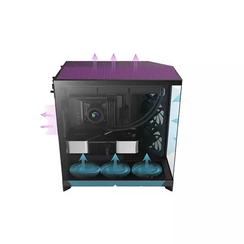 NZXT H9 Flow Large Dual-Chamber ATX Mid-Tower Airflow PC Case - Black - 1