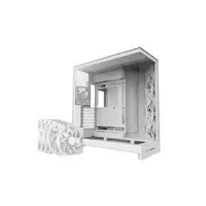 NZXT H9 Flow Large Dual-Chamber ATX Mid-Tower Airflow PC Case - White
