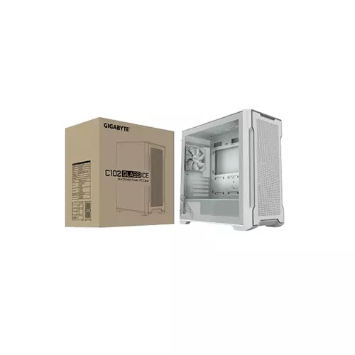 GIGABYTE C102 GLASS ICE Mid-Tower ATX Desktop Case (White)-7