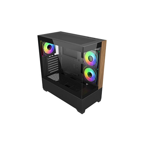 Cooler Master Elite 690 Wood Micro ATX Mid Tower Cabinet Case (Black) - 1