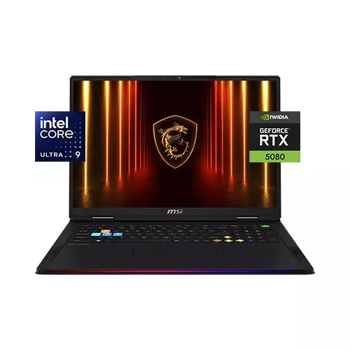 MSI Raider 18 HX AI A2XWIG Core Ultra 9 RTX 5080 16GB Graphics 64GB RAM 4TB SSD AI Gaming Laptop