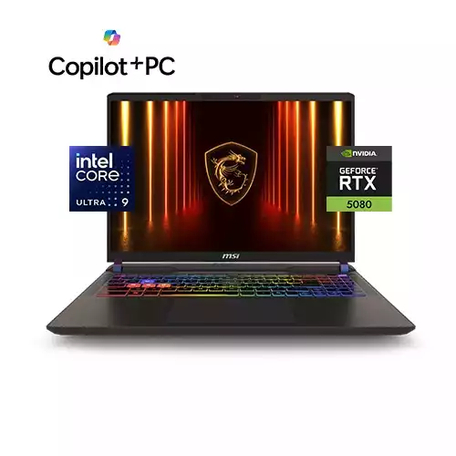 MSI Vector 16 HX AI A2XWIG Core Ultra 9 RTX 5080 16GB Graphics 16 RAM 1TB SSD AI Gaming Laptop