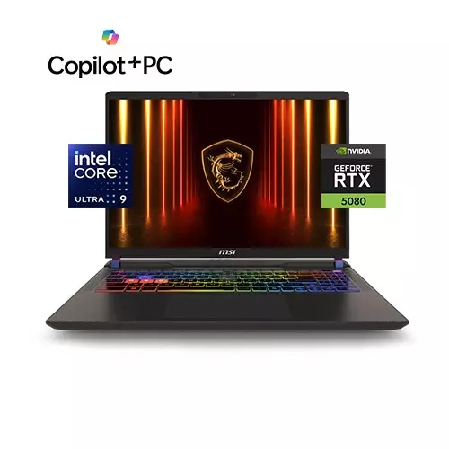 MSI Vector 16 HX AI A2XWIG Core Ultra 9 RTX 5080 16GB Graphics 16 RAM 1TB SSD AI Gaming Laptop