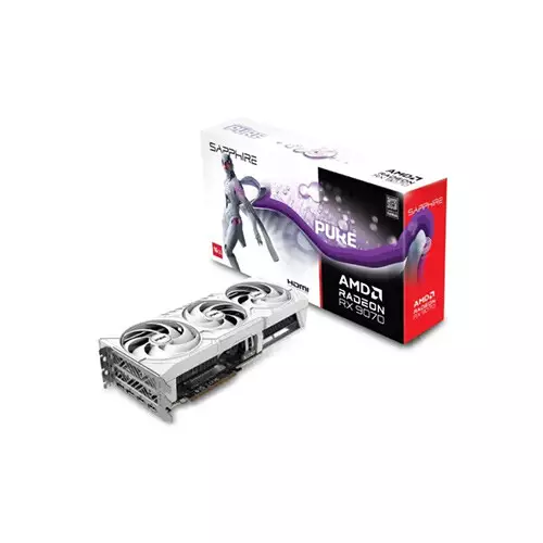 Sapphire PURE AMD Radeon RX 9070 Gaming OC 16GB GDDR6 Graphics Card White