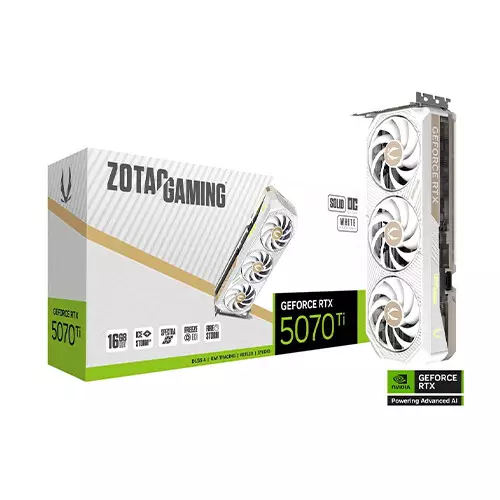 ZOTAC GAMING GeForce RTX 5070 Ti SOLID CORE OC White Edition 16GB GDDR7 Graphics Card