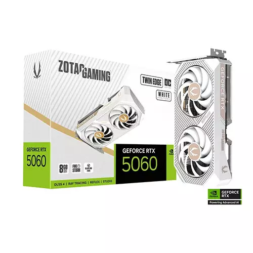 ZOTAC GAMING GeForce RTX 5060 Twin Edge OC White Edition 8GB GDDR7 Graphics Card