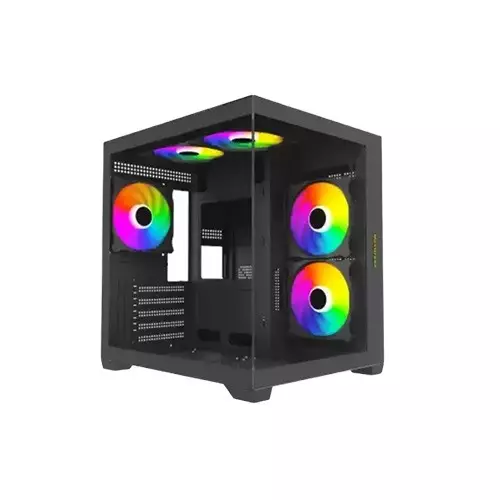 MaxGreen E275-S02 ARGB Mid-Tower M-ATX Black Gaming Case With 5x ARGB Fan