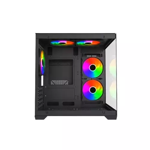 MaxGreen E275-S02 ARGB Mid-Tower M-ATX Black Gaming Case With 5x ARGB Fan - 1