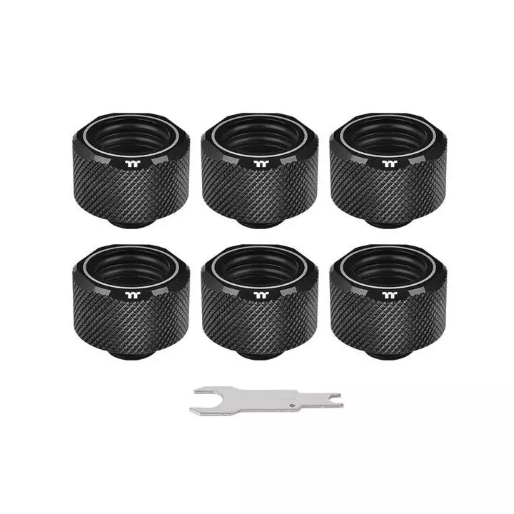 Thermaltake Pacific C-PRO G1/4 PETG Tube 16mm OD Compression – Black (6-Pack Fittings)-gallery-1
