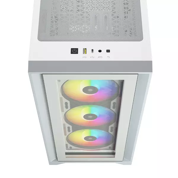 Corsair iCUE 4000X RGB Tempered Glass Mid-Tower ATX Case — White-gallery-3