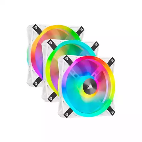 Corsair iCUE QL120 RGB 120mm PWM White Triple Case Fan with Lighting Node Core