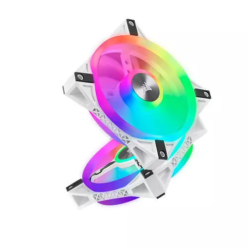 Corsair iCUE QL120 RGB 120mm PWM White Triple Case Fan with Lighting Node Core-1