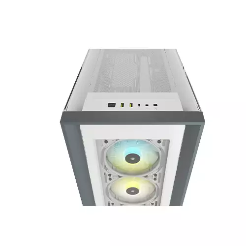 Corsair iCUE 5000X RGB Tempered Glass Mid-Tower Smart Case (White) - 2