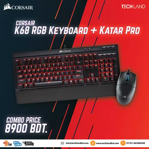 Corsair Katar Pro Gaming Mouse & K68 RGB Mechanical Cherry MX Gaming Keyboard