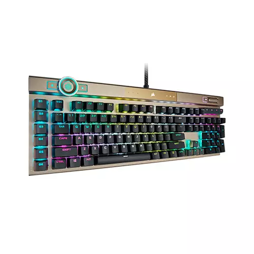 Corsair K100 RGB Optical Mechanical OPX Switch Gaming Keyboard (Midnight Gold)-gallery-1