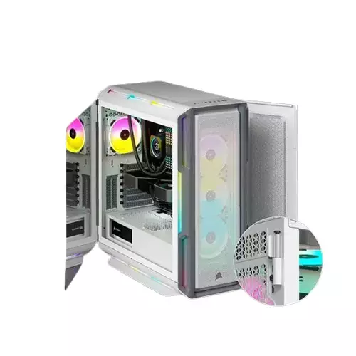 Corsair iCUE 5000T RGB Tempered Glass Mid-Tower ATX PC Case – White - 1