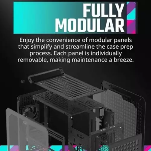 Cooler Master Qube 500 Mid Tower Flatpack Micro-ATX Desktop Case (Black)-gallery-3