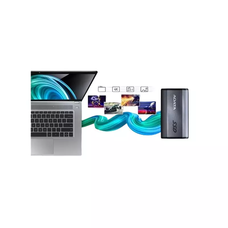 Adata Elite SE880 2TB USB Type-C Portable External SSD (Gray) - 4