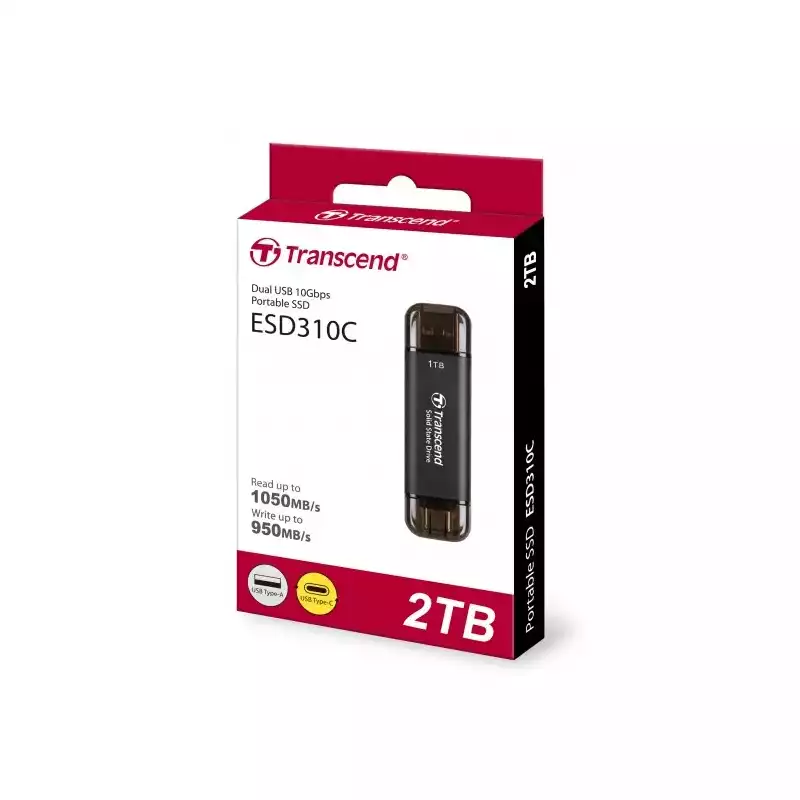 TRANSCEND ESD310C 2TB TYPE C PORTABLE SSD BLACK