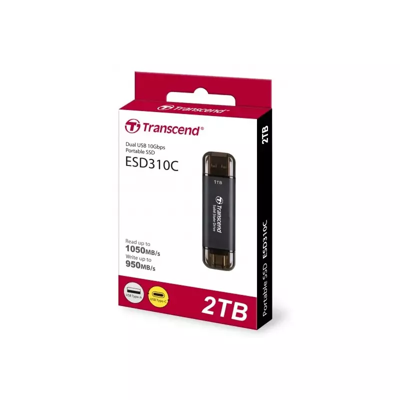 TRANSCEND ESD310C 2TB TYPE C PORTABLE SSD BLACK