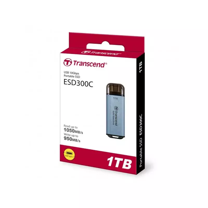 TRANSCEND ESD300C 1TB TYPE C PORTABLE SSD SKY BLUE