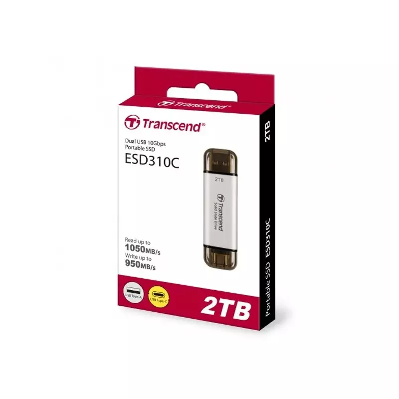 TRANSCEND 2TB ESD310S TYPE C SILVER PORTABLE SSD