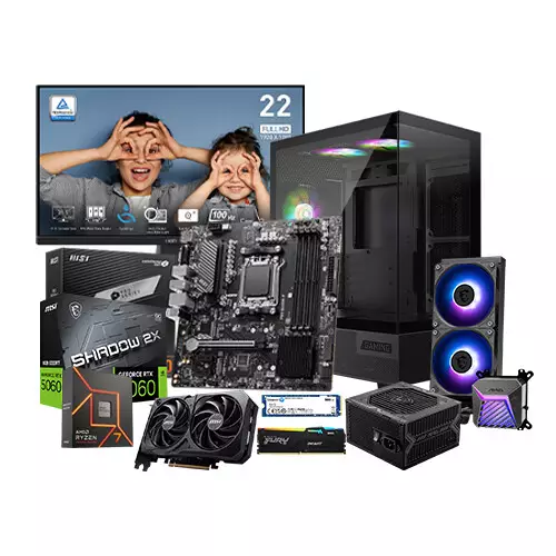 AMD RYZEN 7 7700 MSI PRO B650M-P 16GB RAM 500GB SSD RTX 5060 8G Graphics Gaming PC with 21.5 inch Monitor