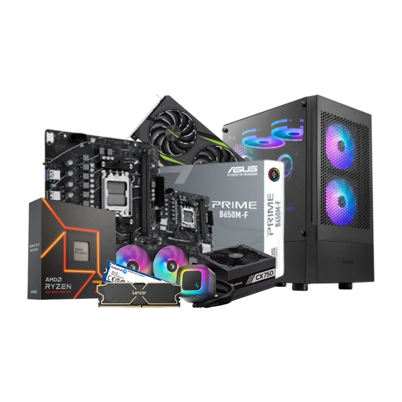 AMD Ryzen 7 7700 Asus PRIME B650M-F Motherboard 16GB RAM 500GB SSD Gaming PC with RTX 5060 Ti 16GB Graphics 