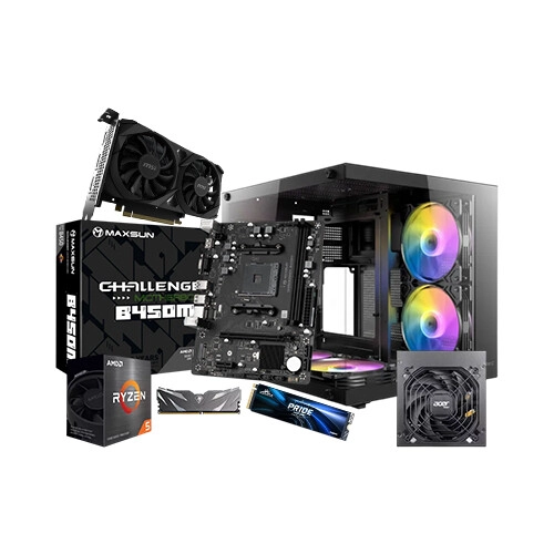AMD Ryzen 5 5600 MAXSUN Challenger B450M 8GB RAM 512GB SSD Gaming PC with MSI RTX 3050 6GB OC Graphics