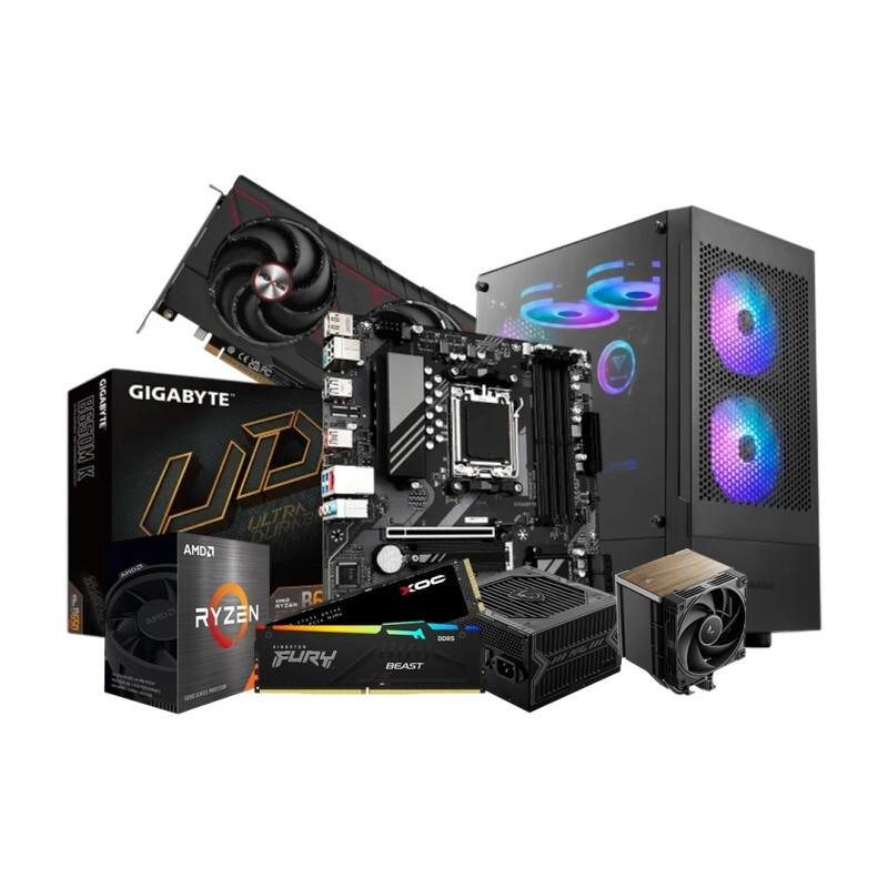 AMD Ryzen 5 8400F GIGABYTE B650M K AM5 16GB  RAM 1TB SSD Gaming Desktop PC With RX 9060 XT  16GB Graphics Card