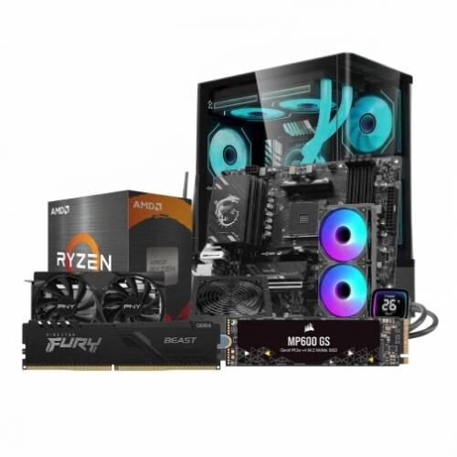 AMD RYZEN 7 5700X MSI AMD B550M GAMING PLUS WIFI6E PNY GeForce RTX 5060 8GB OC Dual Fan 8GB RAM 500GB SSD Gaming PC
