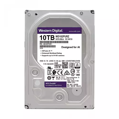 Western Digital WD102PURZ Purple 10TB Surveillance Hard Disk Drive