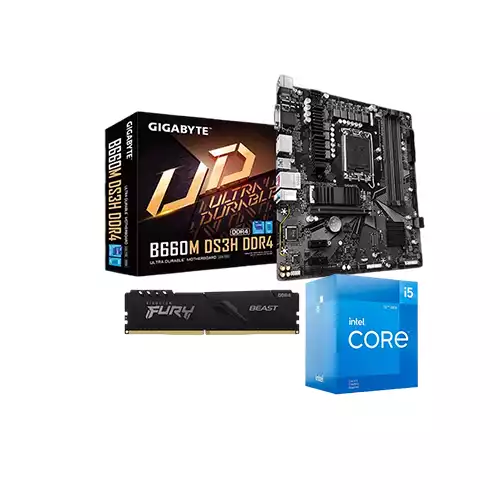 INTEL CORE I5 12400F PROCESSOR GIGABYTE B660M DS3H DDR4 MOTHERBOARD 8GB RAM COMBO