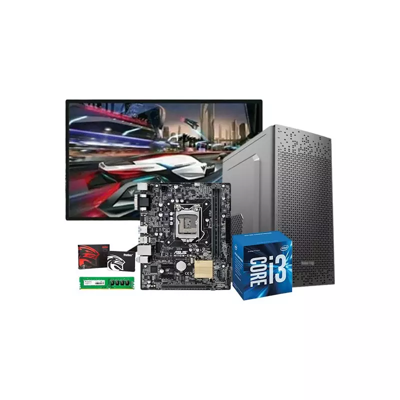 Intel Core I3 H110M Motherboard 8GB RAM 256GB SSD Corporate PC With 19 Inch Monitor