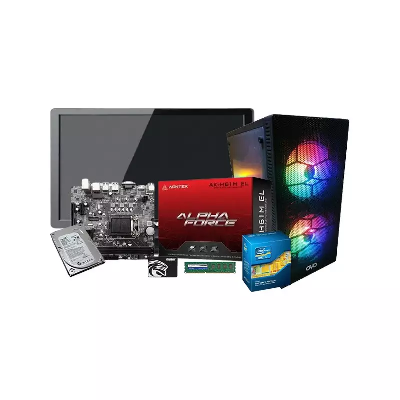 Intel Core I7 Arktek AK-H61M El Motherboard 8GB RAM 128GB SSD Corporate PC With 19 inch Monitor