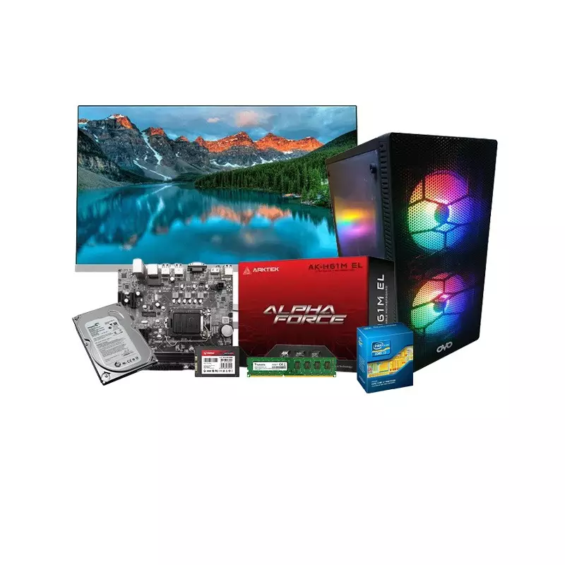 Intel Core I7 Arktek AK-H61M EL Motherboard 8GB RAM 128GB SSD Corporate PC With 21.5 Inch Monitor