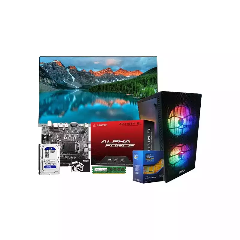 Intel Core i5 Arktek Ak-H61M El Motherboard 4GB RAM 128GB SSD Corporate PC with 21.5 Inch Monitor