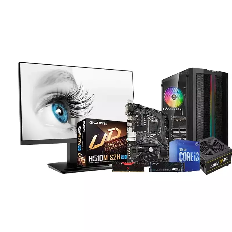 Intel Core I3-10100 Gigabyte H510m H Motherboard 8GB RAM 256GB SSD Corporate PC with 21.5-inch Monitor