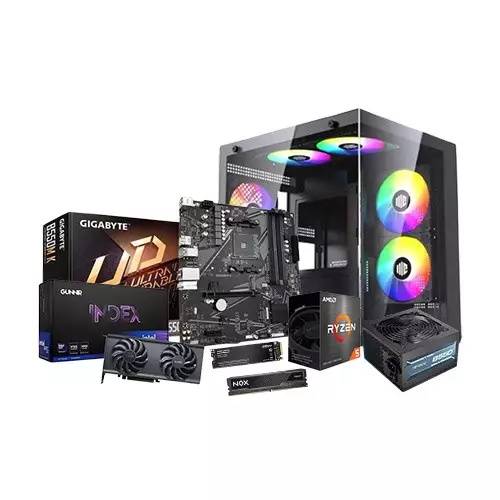 AMD RYZEN 5 5600 GIGABYTE B550M K 8GB RAM 512GB SSD Gaming PC with Intel ARC B580 12GB Graphics