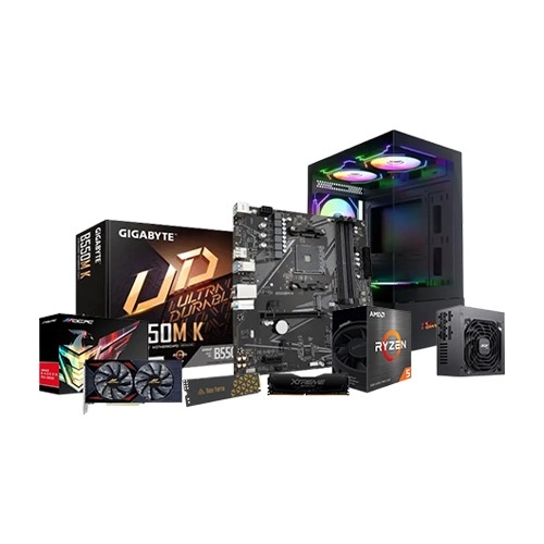 AMD RYZEN 5 5600 GIGABYTE B550M K Motherboard 8GB RAM 500GB SSD Gaming PC with Radeon RX 6600 LE Graphics Card