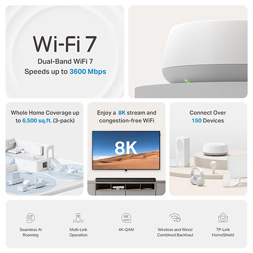 TP-Link Deco BE22 BE3600 Whole Home Mesh WiFi 7 Router - 2