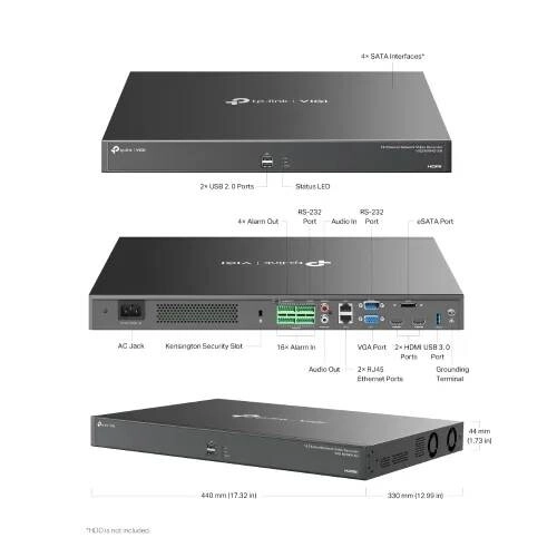 TP-Link VIGI NVR4016H 16-Channel 4K Network Video Recorder (NVR) - 3